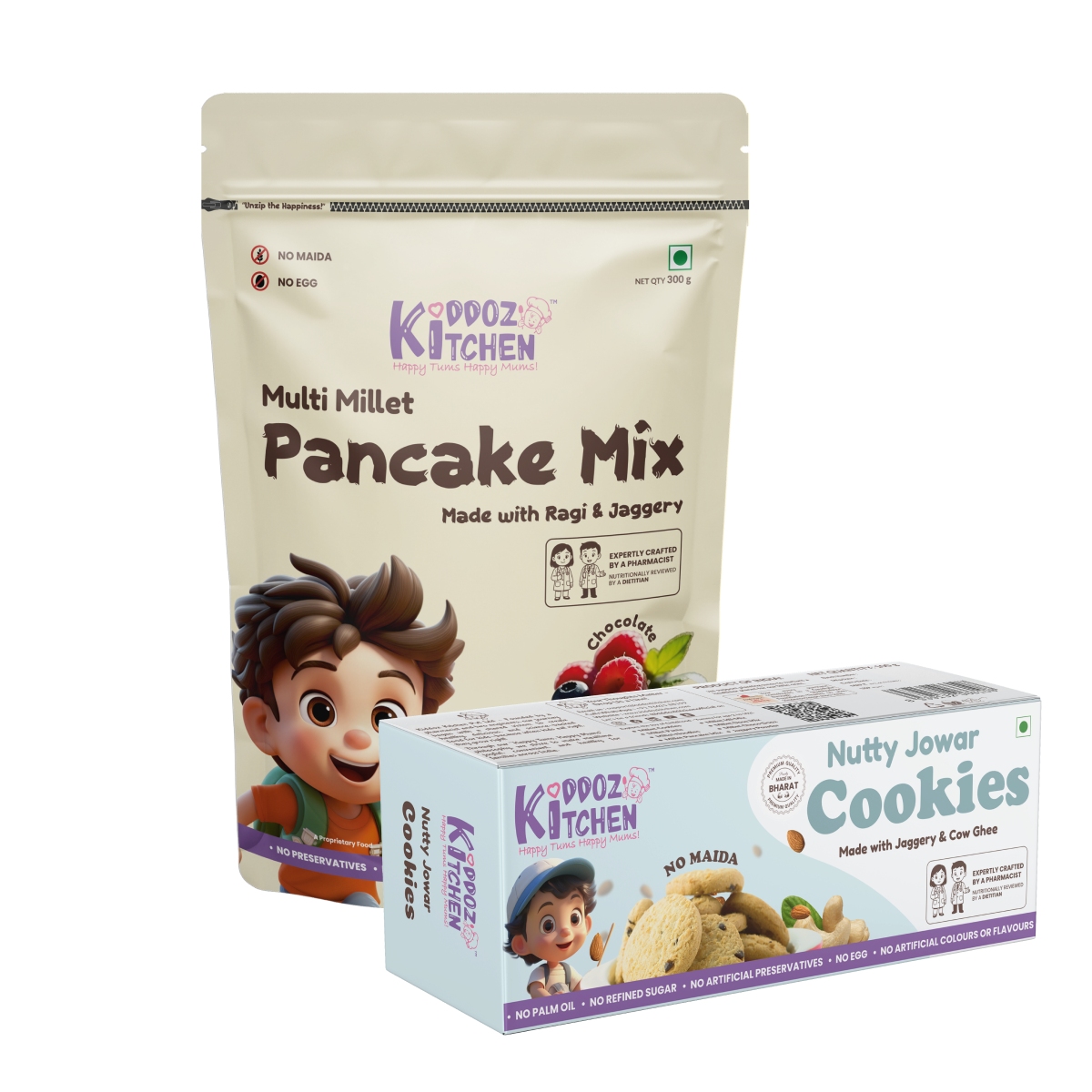 Millet Pancake Mix & Nutty Jowar Cookies Combo - 420g (300g+120g)